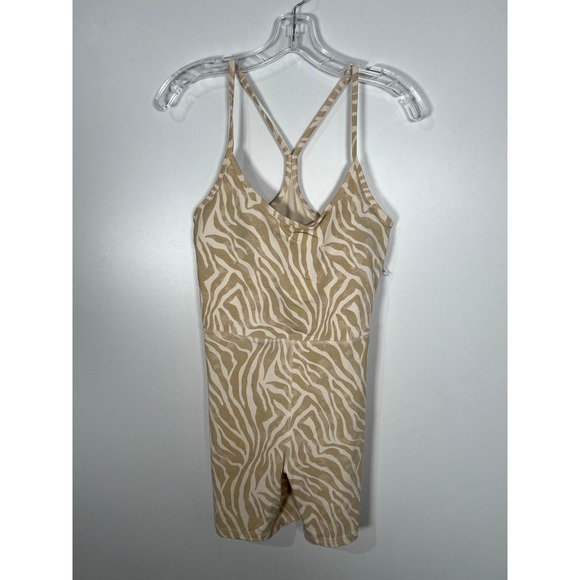Old Navy Pants - Old Navy PowerChill Tan Zebra Print Active Romper Bodysuit Athleisure Clean girl